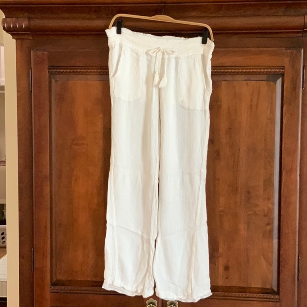 Roxy beach cover-up pants, white, XS